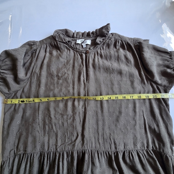 Magasin Du Nord Olive Green Dress with Ruffle Collar - Picture 7 of 8